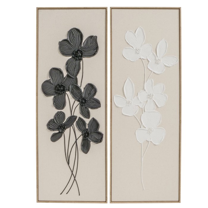 Fotocanvas Elira bloem 2 soorten zwart/wit