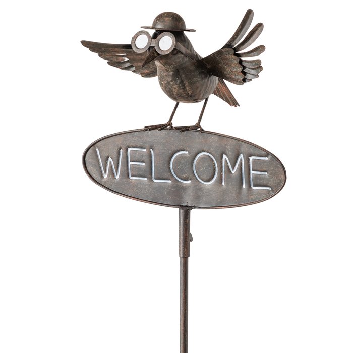 Tuinsteker Barla vogel welcome H135cm donker bruin