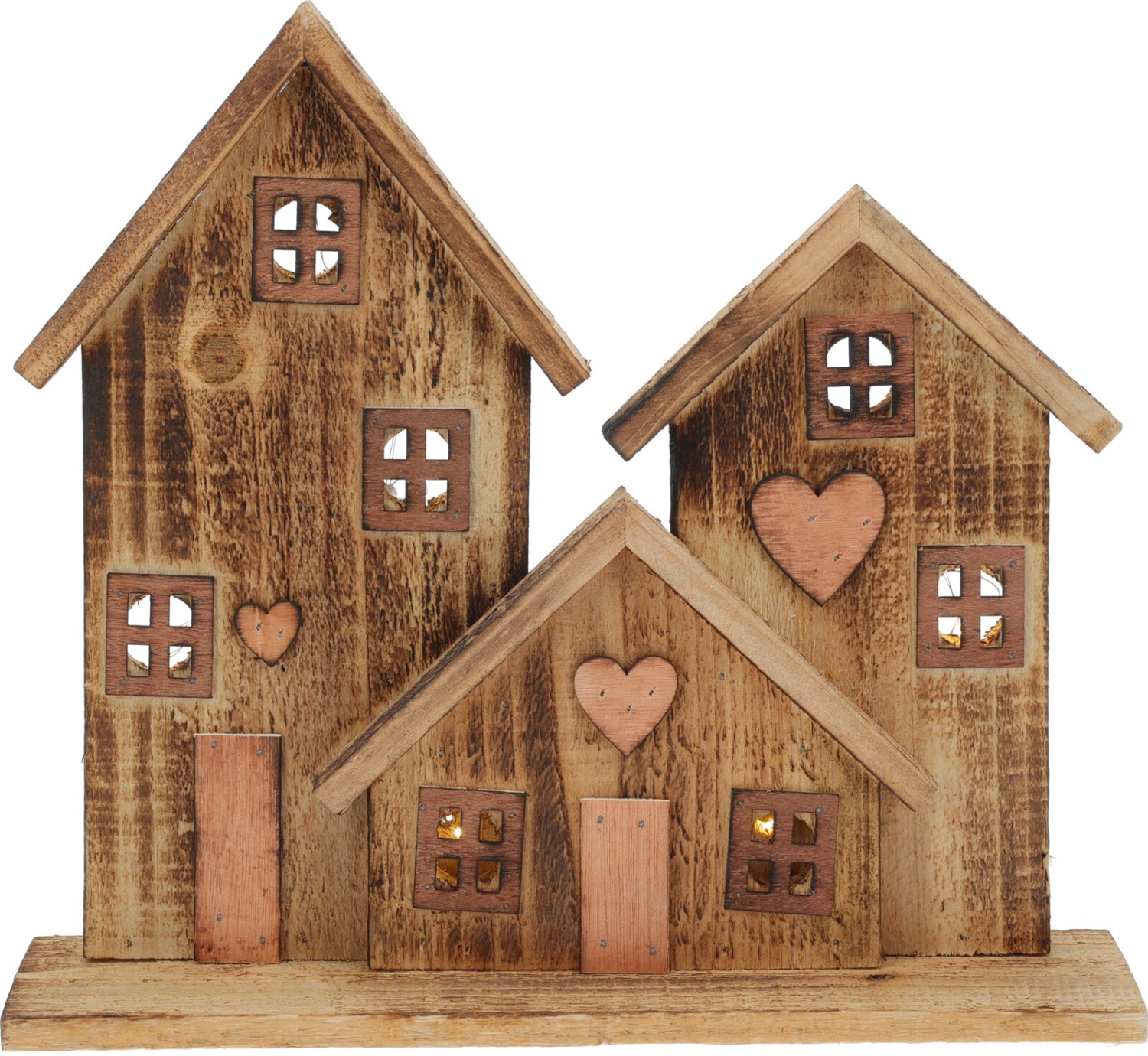 HUISJES MET LED 29CM BRUIN 2 soorten - Afbeelding 2