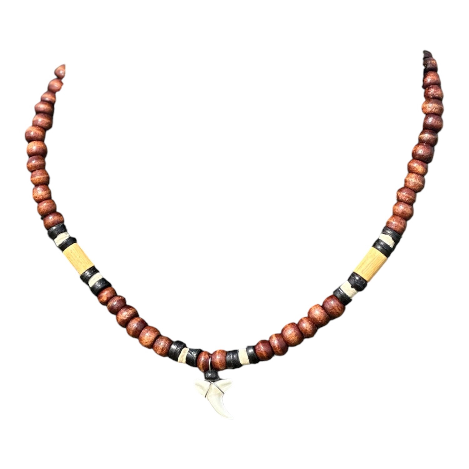 Haaientandketting kokosnoot kralen bruin
