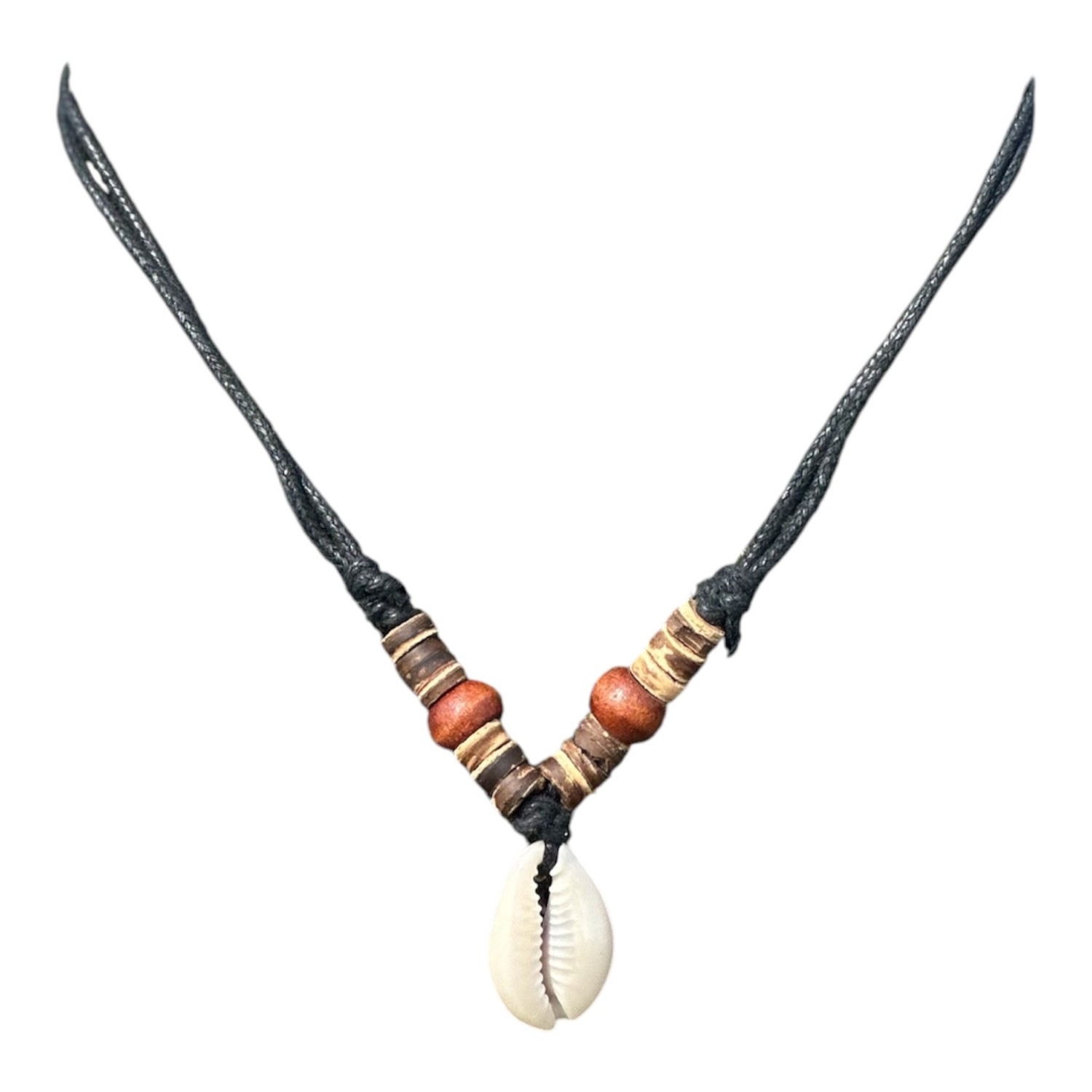Schelpenketting met bruine kokoskraaltjes