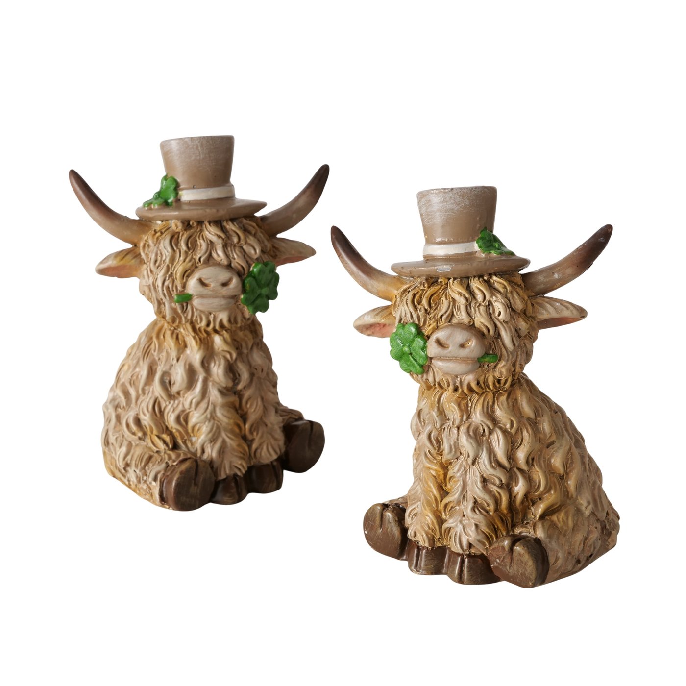 Figuur Hove, 2 soorten Buffalo, H 9 cm , bruin polystone
