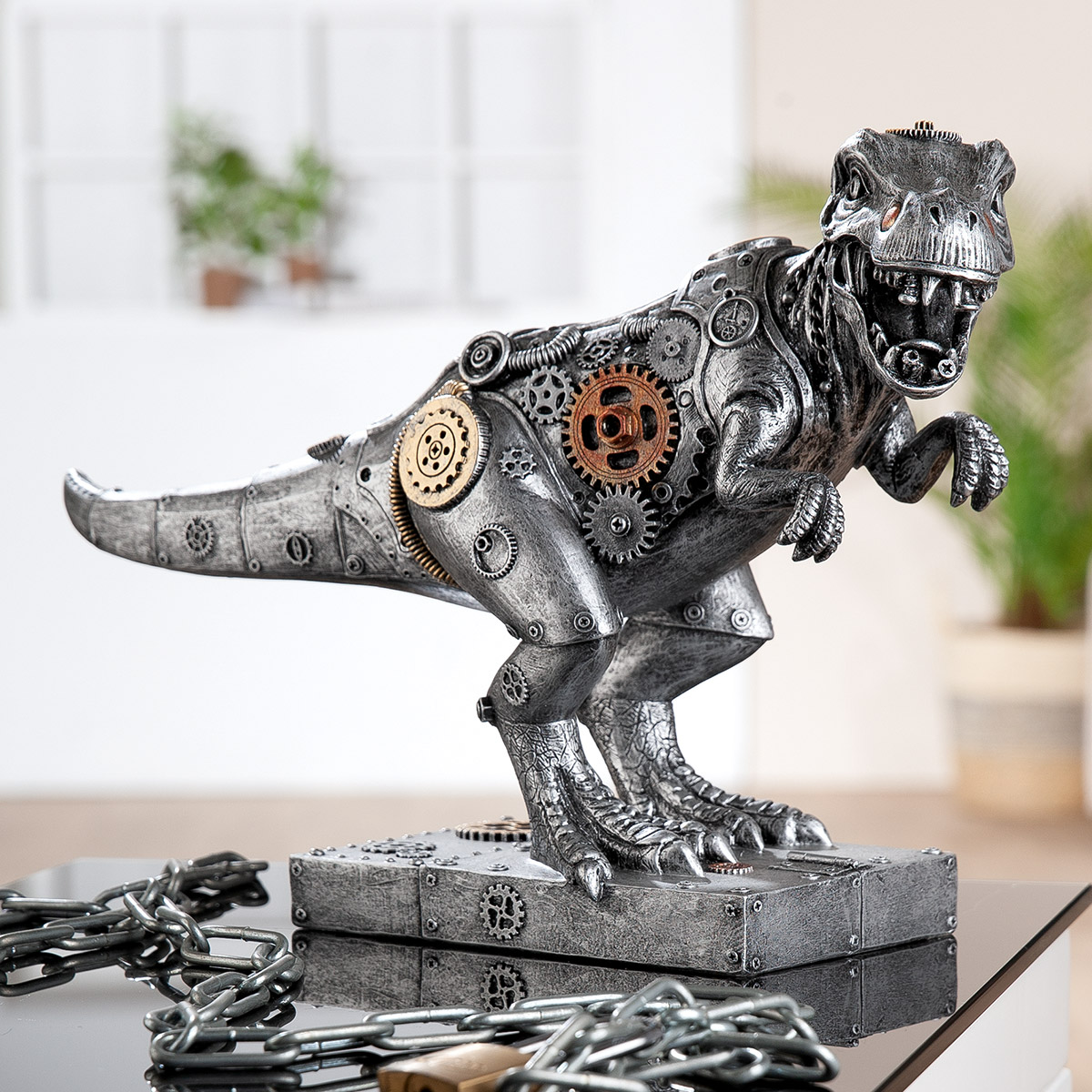 Sculptuur Dino Steampunk T-rex